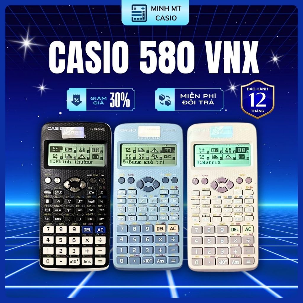 Máy Tính Casio FX 580 VNX Chính hãng - Bảo Hành 12 Tháng ( (Đen/Xanh/Trắng)) Độ Cũ - Mới ( 80-99% )