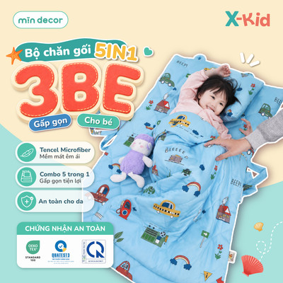 [HOẢ TỐC] Bộ Chăn Gối Cho Con Đi Học Tencel Microfiber 3Be Mịn Decor, Bộ Chăn Đệm Gối Gấp Gọn Cho Bé