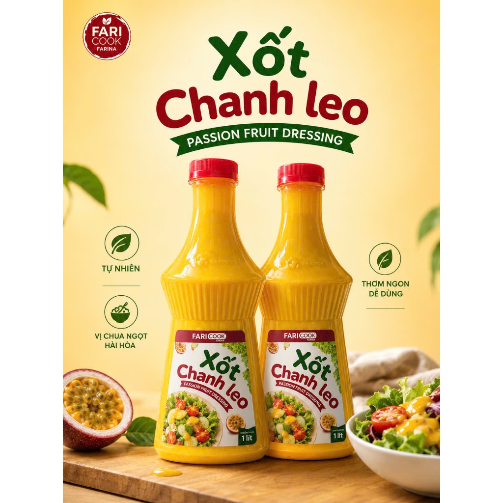 Sốt Chanh Leo Faricook - Sốt salad rau, hoa quả, chấm hải sản, đồ nướng - 1 KG