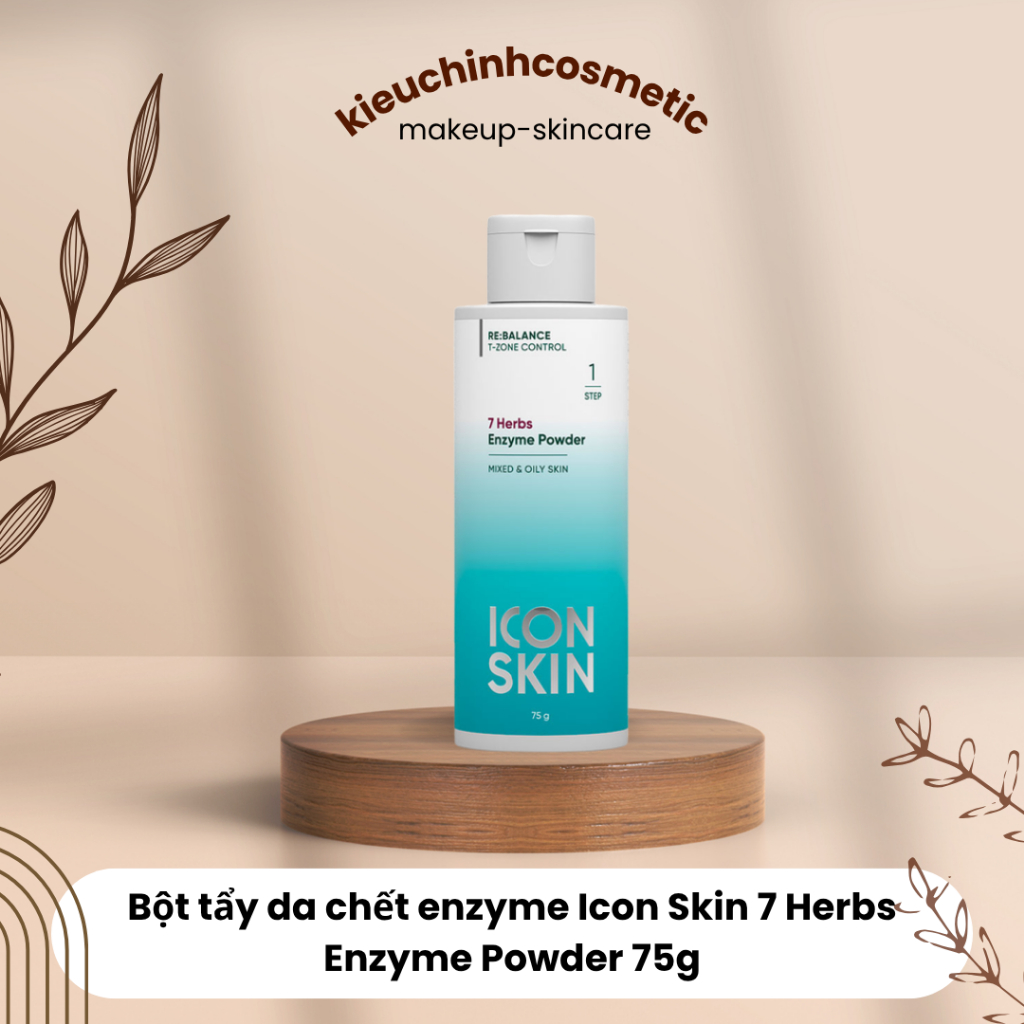 [Hàng công ty] Bột tẩy da chết enzyme Icon Skin 7 Herbs Enzyme Powder 75g | Dành cho da hỗn hợp, da 