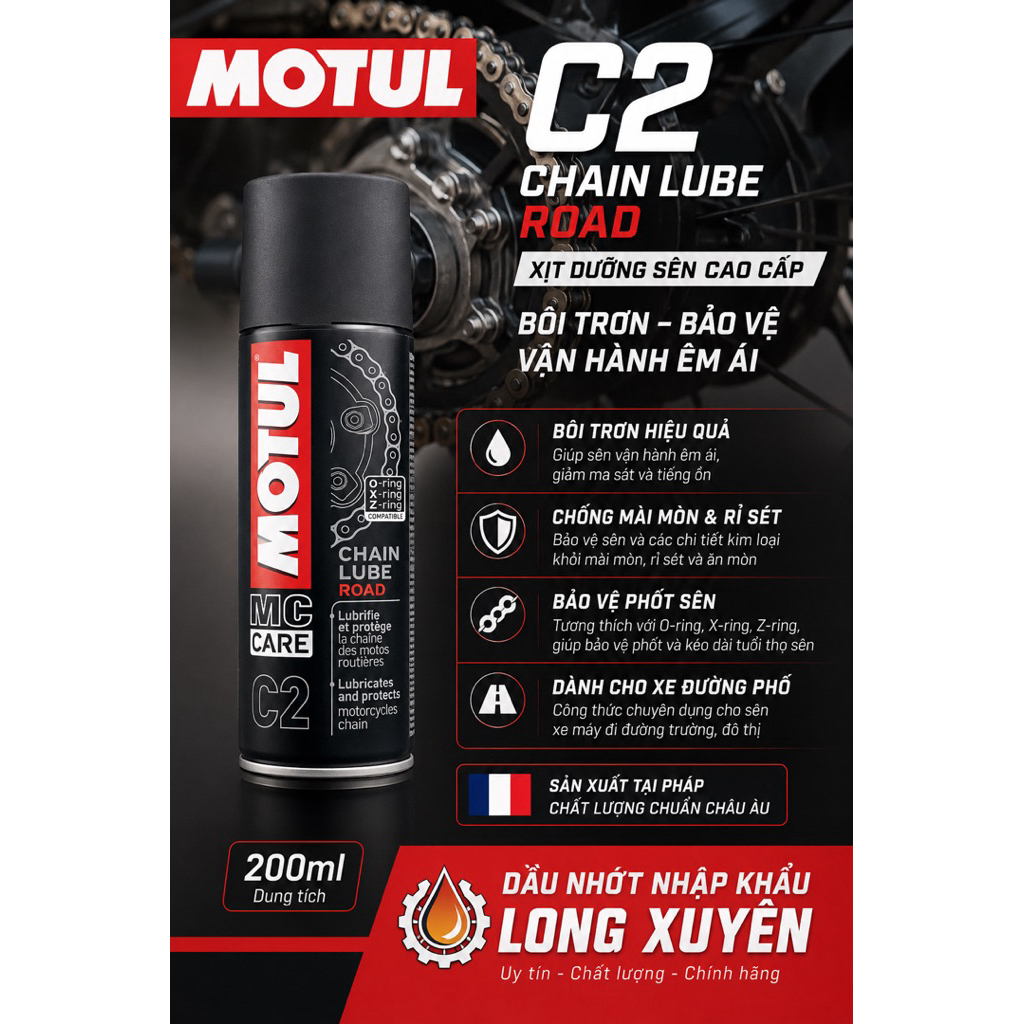 Xịt dưỡng sên Motul C2 150ml