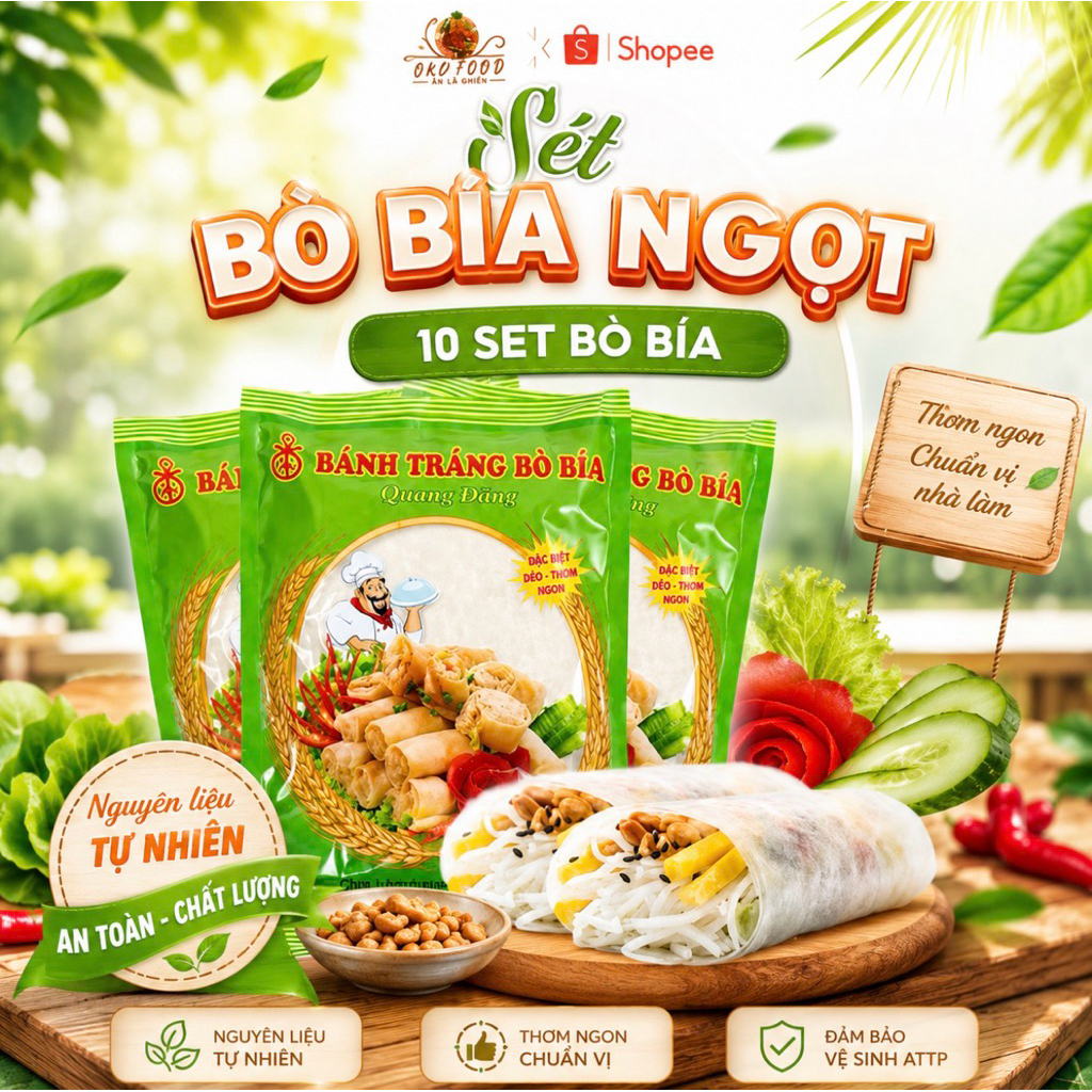 3 SÉT BÒ BÍA NGỌT,BÒ BÍA,BÒ BÍA NGỌT ĐẦY ĐỦ LÁ CUỐN + VỪNG ĐEN +THANH KẸO ĐƯỜNG,ĐỒ ĂN VẶT NGON - OHO