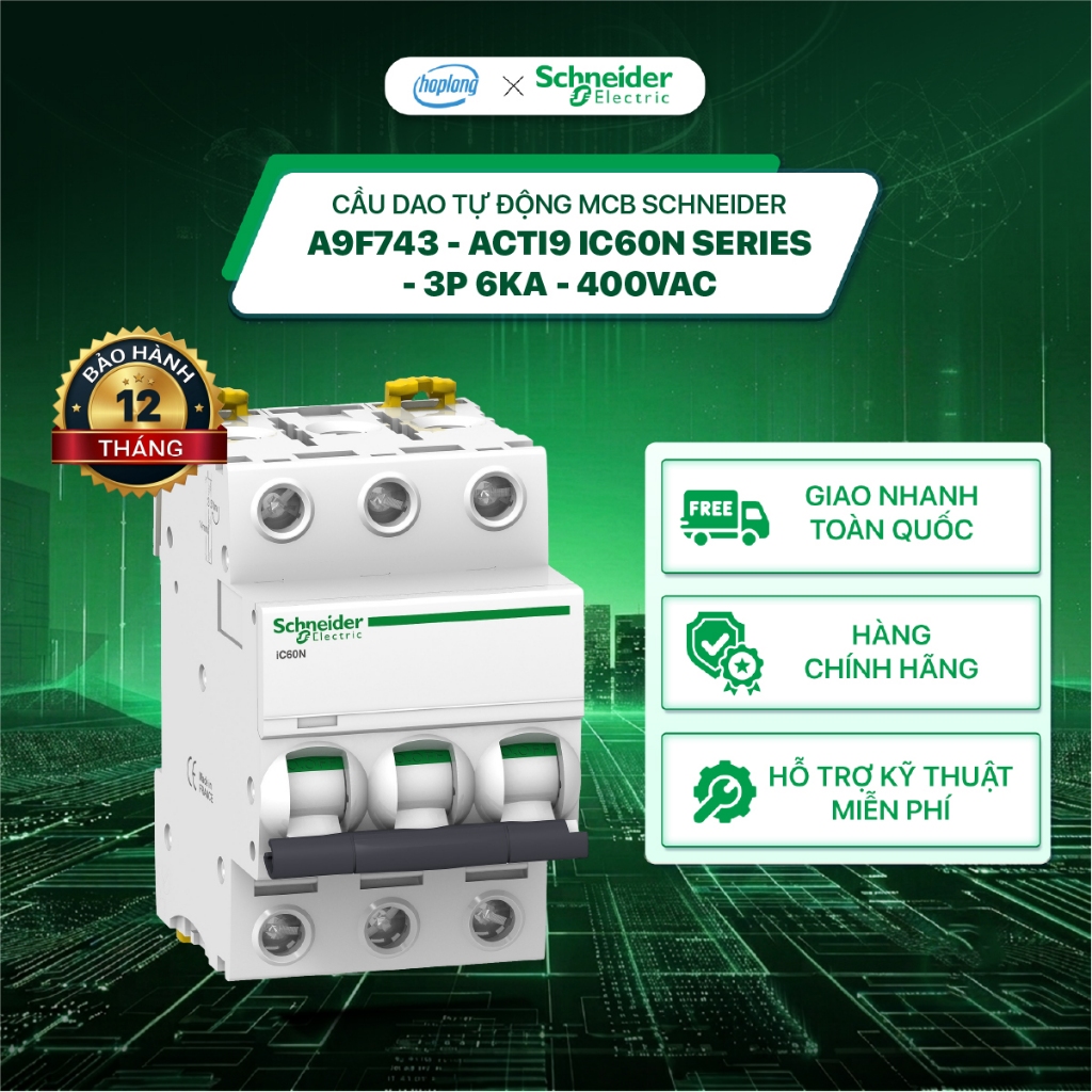 [Full] Cầu dao tự động MCB Schneider A9F74306 - Acti9 iC60N - 3P 6kA - 400VAC A9F74310 A9F74320 A9F7