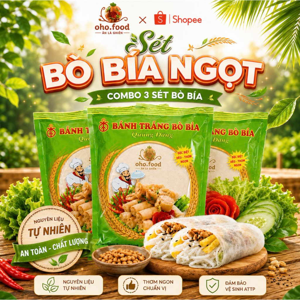 COMBO 3 SÉT BÒ BÍA,BÒ BÍA NGỌT,SÉT BÒ BÍA NGỌT ĐỦ KẸO ĐƯỜNG VỪNG ĐEN LÁ CUỐN,ĂN VẶT NGON - OHO.FOOD