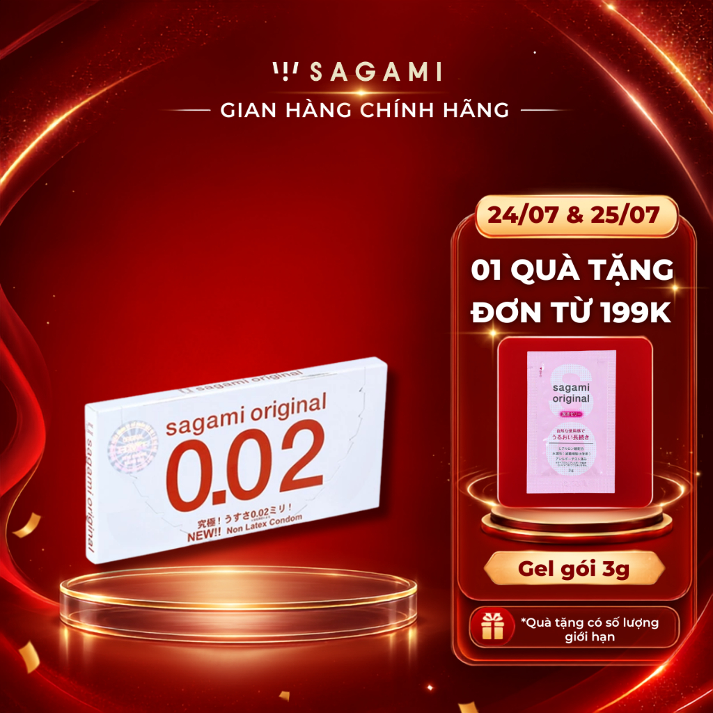 Bao cao su Sagami 002 bcs - non latex - siêu mỏng 0.02mm - hộp 2 chiếc