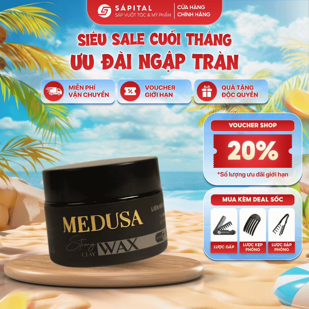 Sáp vuốt tóc Medusa | Giữ nếp lên tới 12h, Không bóng, Tạo độ phồng cao, Phù hợp tóc mỏng dầu