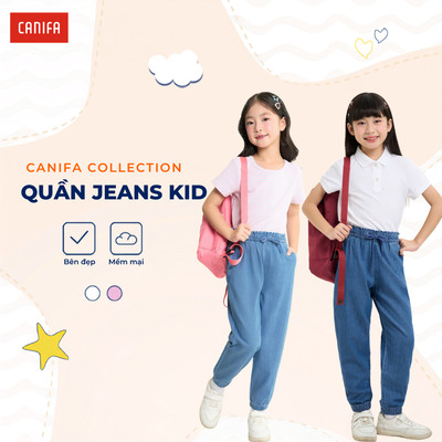 Quần jean bé gái CANIFA chất cotton mềm thoáng 1BJ26A001