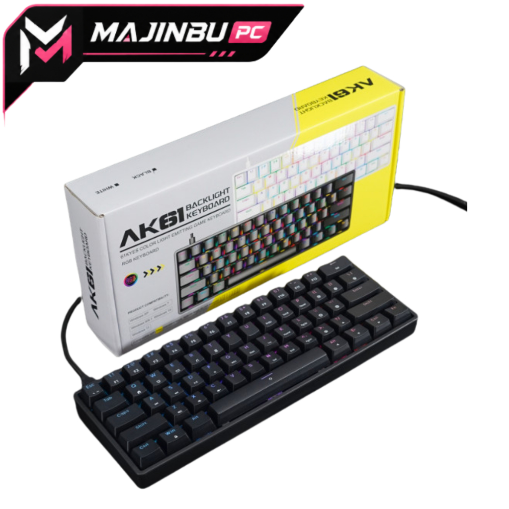 Bàn Phím Cơ Gaming AK61, Layout 61 phím, Led RGB 20+ chế độ, Blue Switch , BH 12 Tháng