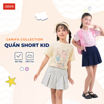 Quần soóc bé gái xếp ly dáng xòe CANIFA 1BS26S009