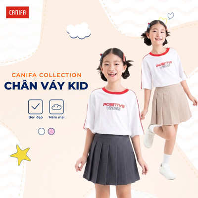 Chân váy bé gái xếp ly có lót trong CANIFA 1KS26S001