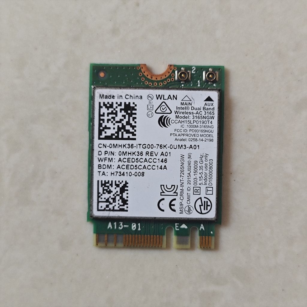 Card wifi intel ac 3165ngw, tháo máy laptop dell