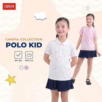 Áo polo bé gái dáng suông CANIFA in hoạ tiết 1TP26S002