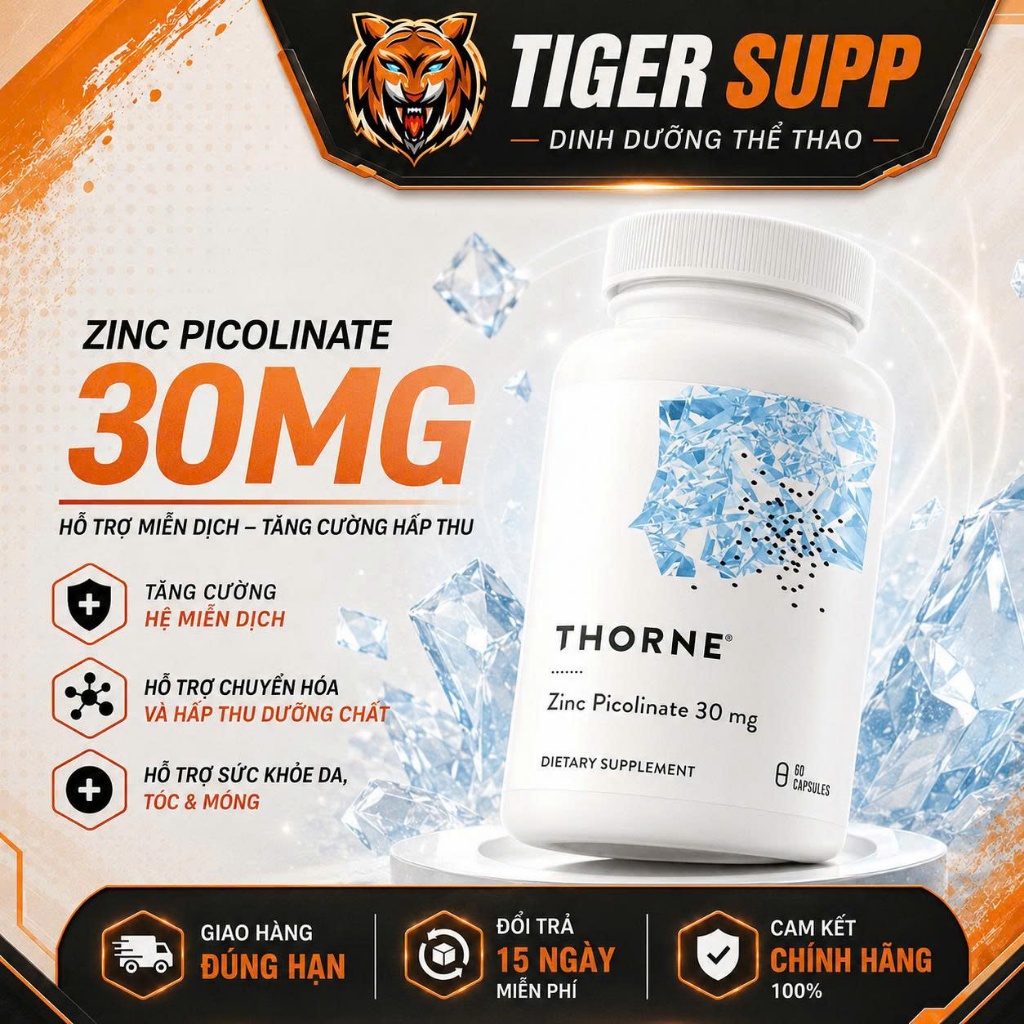 THORNE Zinc Picolinate  Kẽm Viên Uống Dễ Sử Dụng 60 Capsules