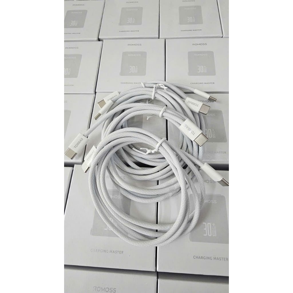 Cap sạc nhanh Romoss Type C to C chính hãng - dây dù 2.5m ,1.2m
