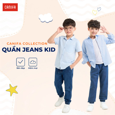 Quần jean bé trai cotton CANIFA dáng jogger 2BJ26A001