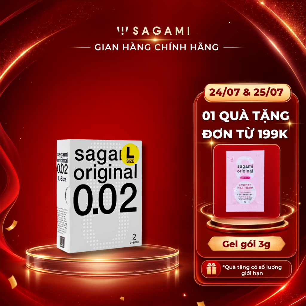 Bao cao su Sagami 002 - siêu mỏng 0.02mm - size L - non latex - hộp 2 chiếc