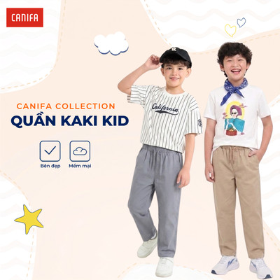 Quần khaki bé trai CANIFA cạp chun co giãn dáng cơ bản form vừa 2BK26A001