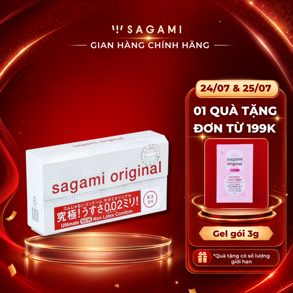 Bao cao su Sagami 002 - siêu mỏng 0.02mm - non latex - hộp 6 chiếc