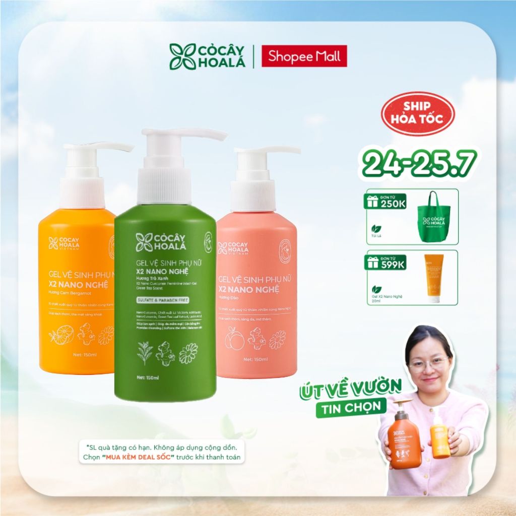 [HỎA TỐC] [LIVE KOL] Dung Dịch Vệ Sinh Cỏ Cây Hoa Lá Gel x2 Nano Nghệ Phiên Bản Mới 150ml