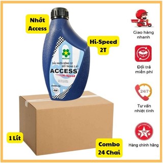 🎁Combo 24 Chai Nhớt Access Hi-Speed 2 Thì 1 Lít (Bình Xanh Nắp Đen) Dùng Cho Động Cơ 2 Thì