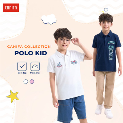 Áo polo bé trai CANIFA  Cotton USA có hình in 2TP26S002