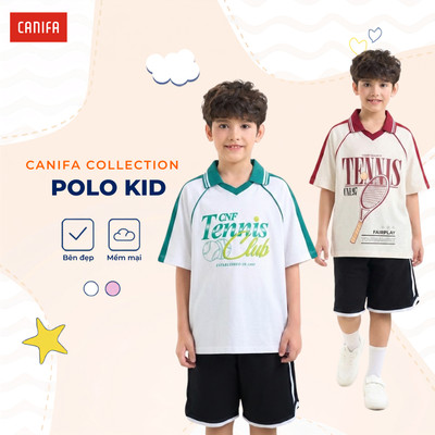 Áo polo bé trai Cotton USA phối màu có hình in CANIFA 2TP26S007