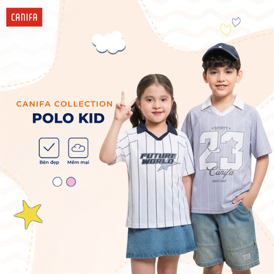 Áo polo unisex trẻ em CANIFA dáng suông | Wicking 3TP26C002