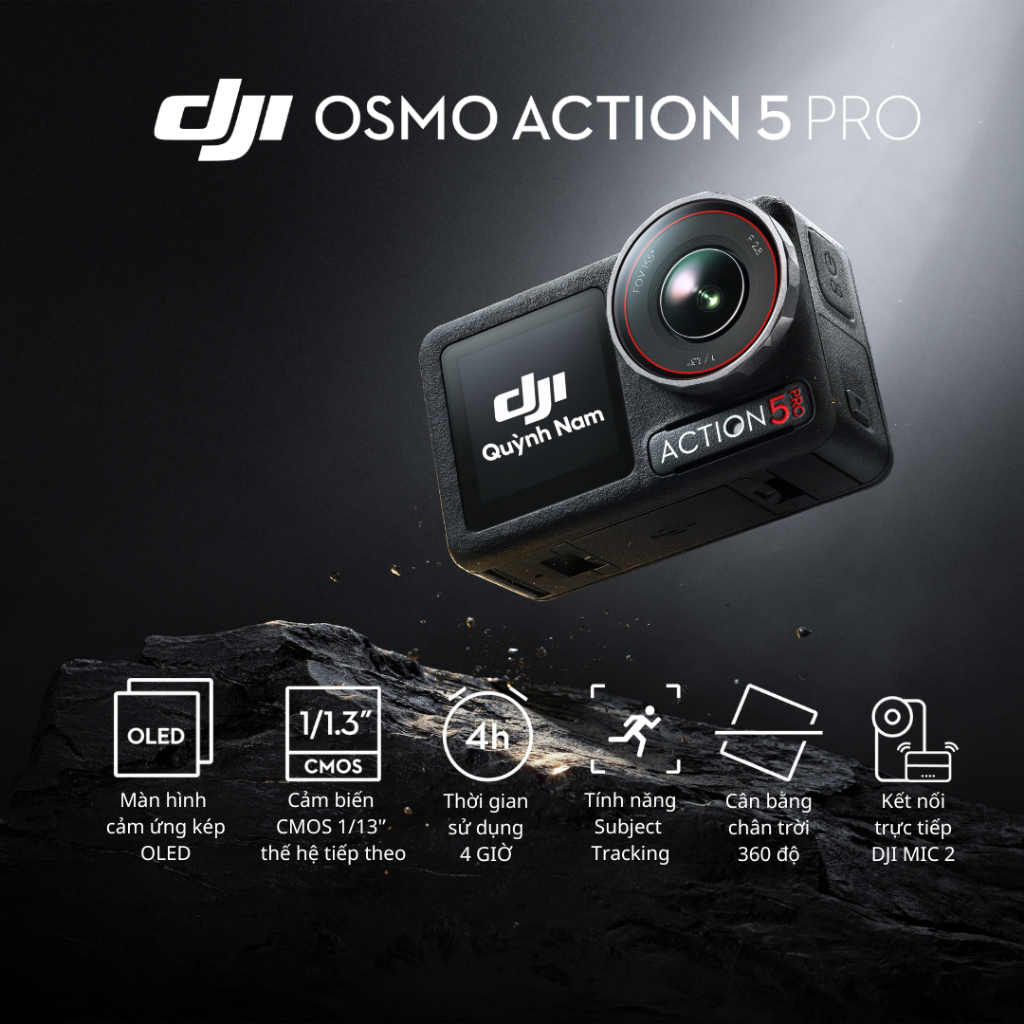 (Adventure Combo) Camera hành động DJI Osmo Action 5 Pro quay hành trình 4K 120fps, quay đêm rõ nét,