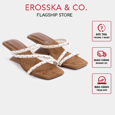 EROSSKA - Guốc cao gót quai chéo mũi vuông đế êm cao 5cm style Hàn Quốc màu kem - EM163