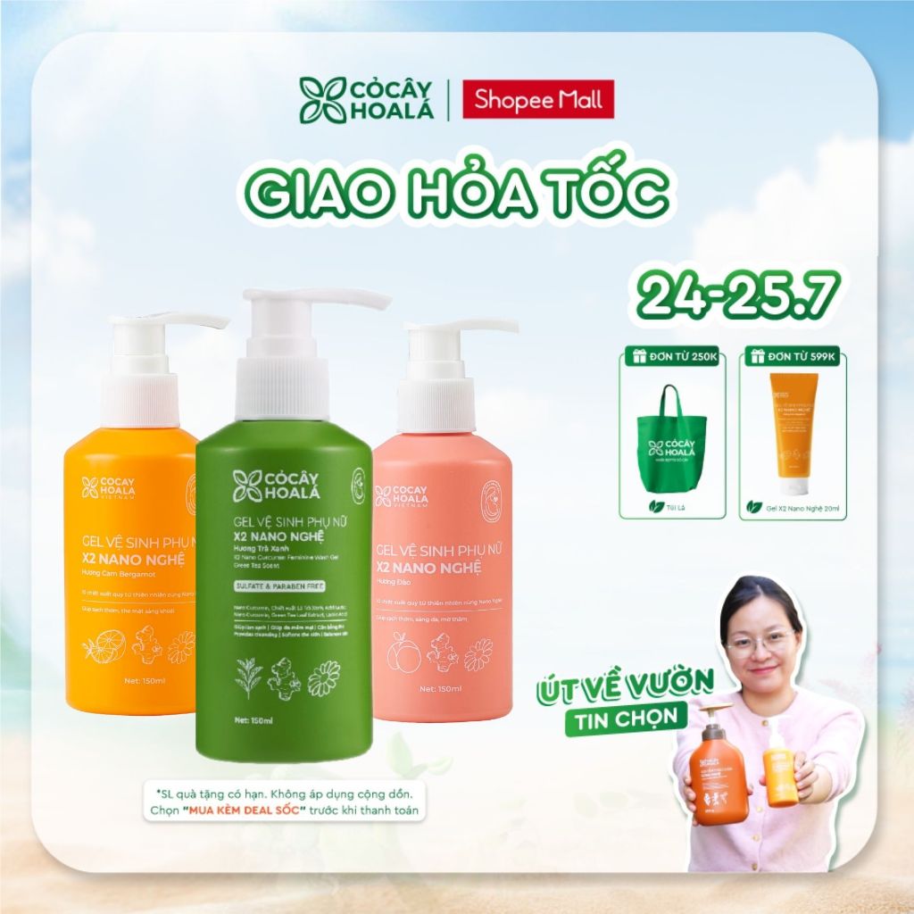 [HỎA TỐC] Dung Dịch Vệ Sinh Cỏ Cây Hoa Lá Gel x2 Nano Nghệ Làm Sạch 150ml Cho Mẹ Bầu