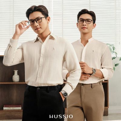 Áo sơ mi công sở nam tay dài, chất liệu AIRlinen công nghệ vải thoáng mát, mềm mại - HUSSIO