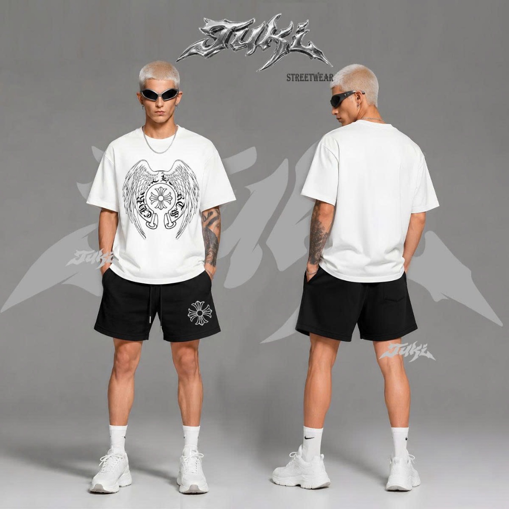 Set Bộ Unisex Chrome Wings Gothic Basic Oversize Tuki Streetwear