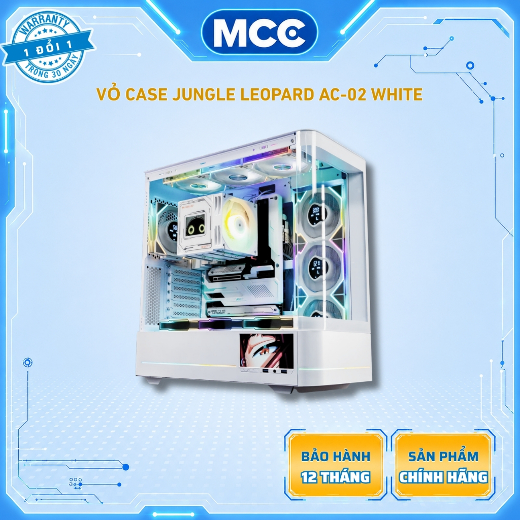Vỏ Case Jungle Leopard AC-02 ( ATX - Bể cá Kính cong - Màn LCD )