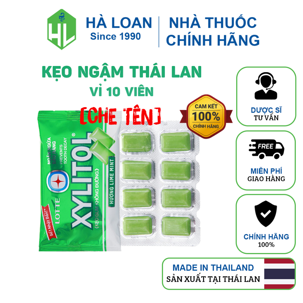 Kẹo singum Thái Lotte Xylitol hương Lime Mint không đường (Vỉ 10 viên)