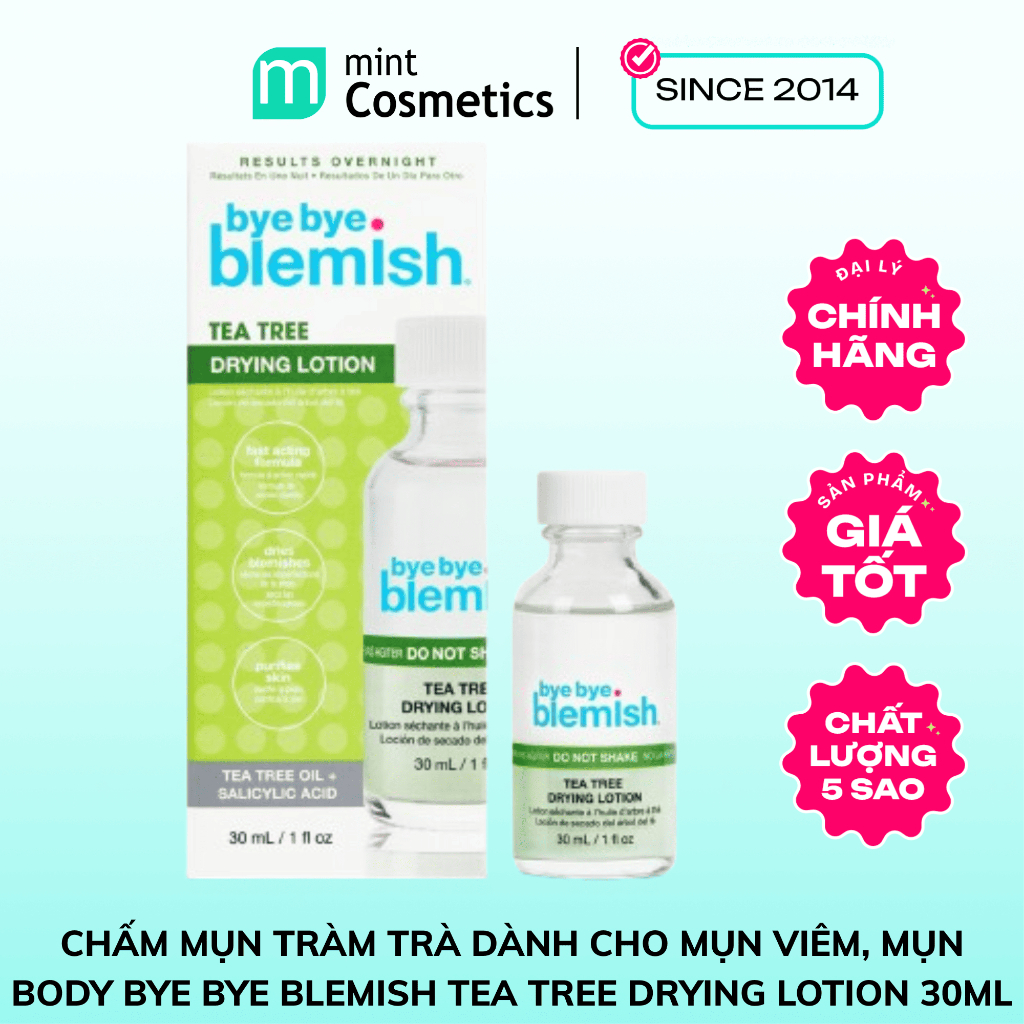 Chấm mụn Tràm Trà dành cho mụn viêm, mụn body Bye Bye Blemish Tea Tree Drying Lotion 30ml