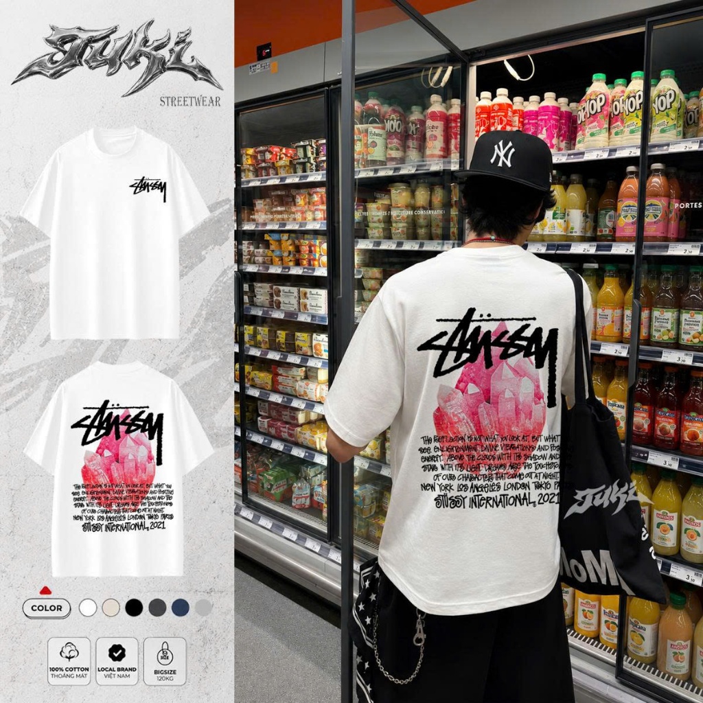 Áp Thun Streetwear Stussy Rose Quartz Graphic Unisex TUKI Oversize