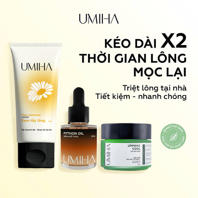Triệt lông nách UMIHA Combo 2 SP - Thay cho Máy triệt lông khi triệt lông nách với Mỡ trăn và Kem tẩy lông, Sáp wax lông
