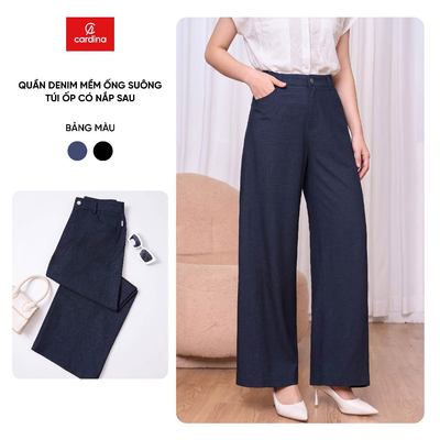 Quần jean nữ CARDINA chất liệu denim dáng suông túi ốp có nắp sau 6QJT09