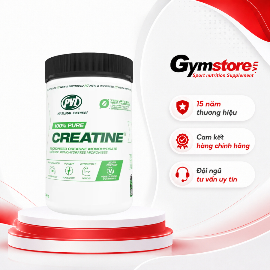 Bột tăng sức mạnh PVL Pure Creatine Monohydrate dạng MICRONIZED siêu mịn, siêu tinh khiết (300 gram)