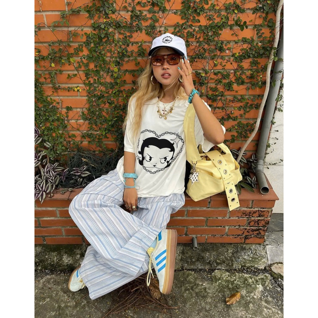 HAE IN PANTS-Quần Ống Rộng Sọc SHELINEN