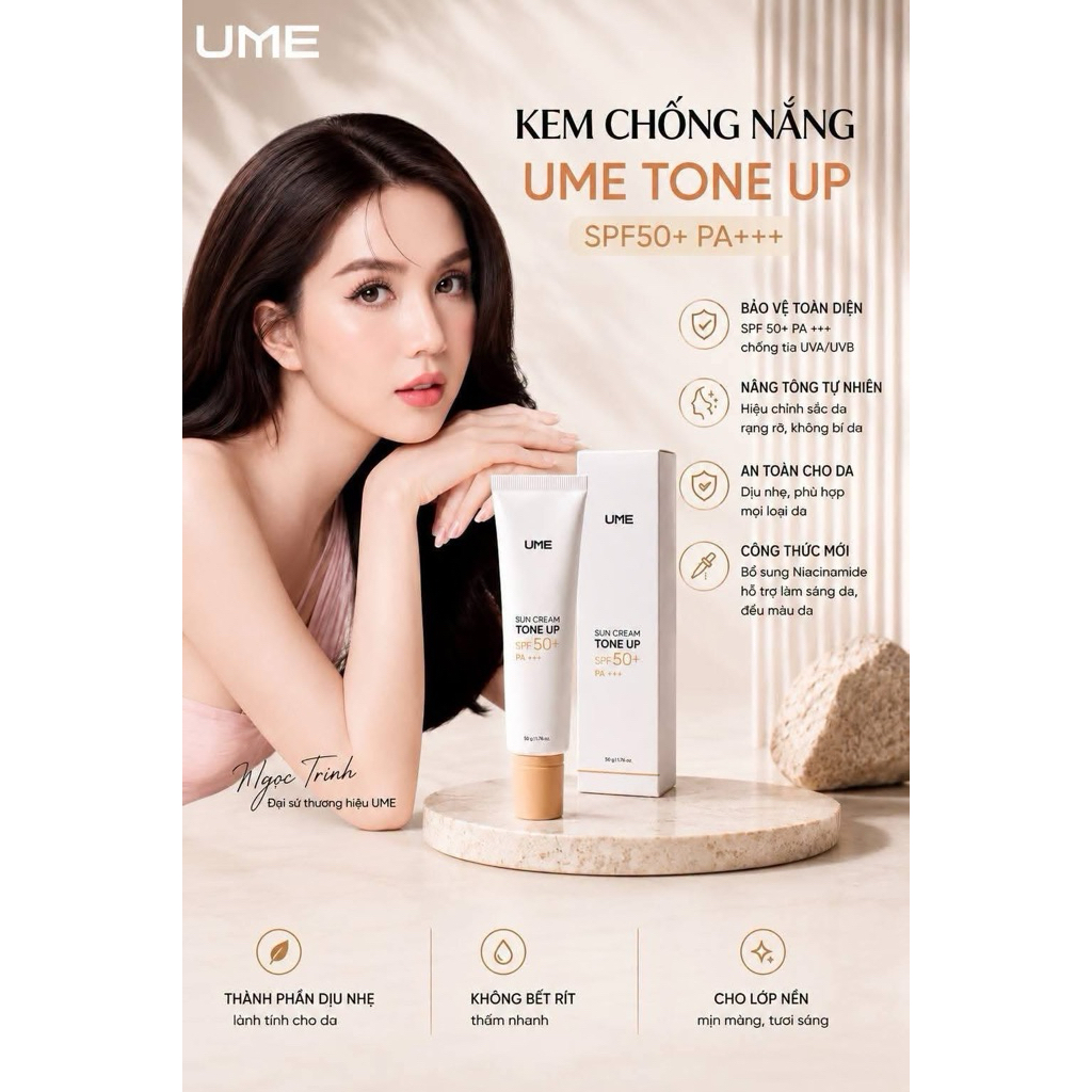 Kem Chống Nắng Nâng Tông UME Ngọc Trinh, Kem Chống nắng cho mặt SPF 50+