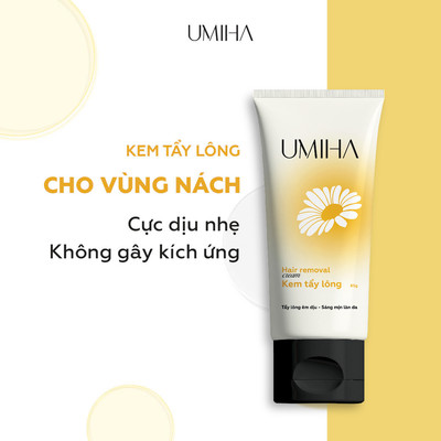 Tẩy lông nách UMIHA (65g) - Kem tẩy lông dành riêng cho tẩy lông nách và vùng da nhạy cảm với chiết xuất Cúc La Mã