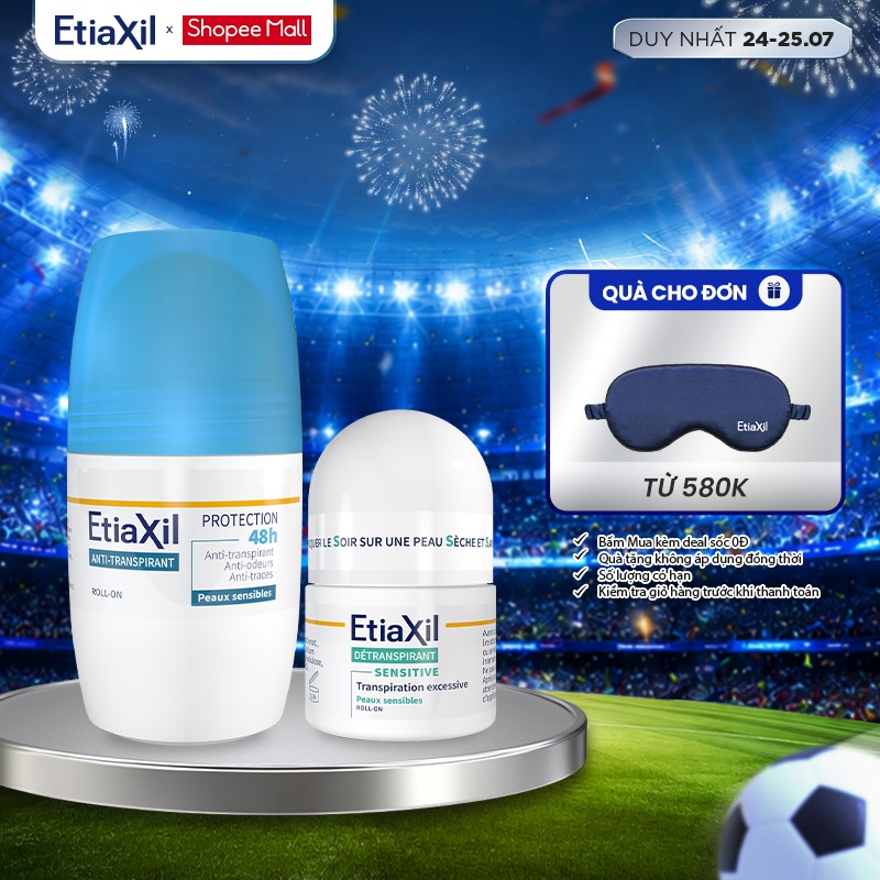 Combo Lăn Khử Mùi Etiaxil Bảo Vệ Kép 50ml và Lăn Khử Mùi Ngăn Mồ Hôi Etiaxil 15ml