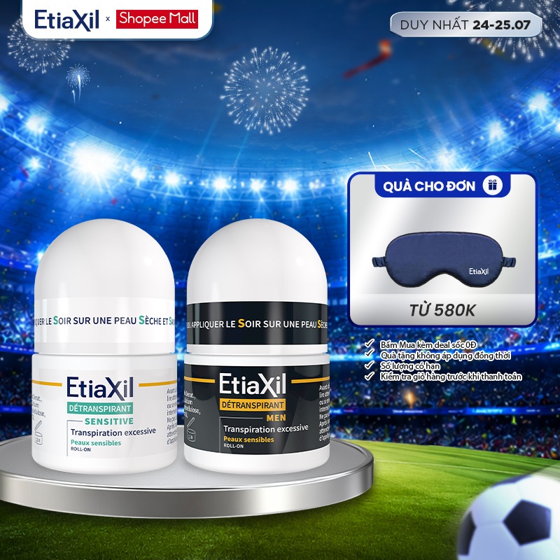 Combo 2 Lăn Khử Mùi Ngăn Mồ Hôi Etiaxil 15ml + Etiaxil Men 15ml