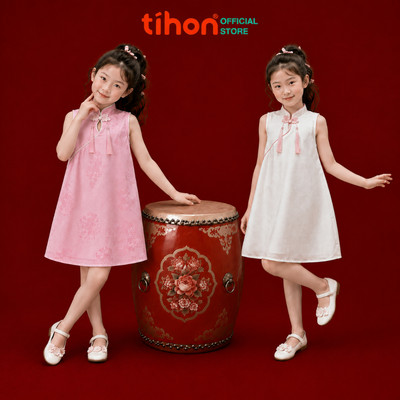 Đầm bé gái TIHON cao cấp váy trung thu cách tân cổ tàu chất lụa siêu mềm mát V0744326