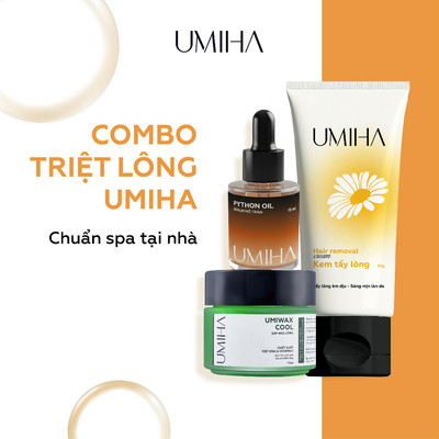 Combo triệt lông UMIHA - Thay cho Máy triệt lông khi kết hợp Mỡ trăn triệt lông với Kem tẩy lông, Sáp Wax lông