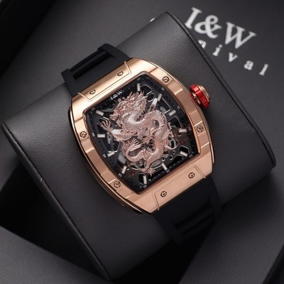 Đồng hồ nam chính hãng I&W Carnival Rồng 787G1-S3 kính sapphire,chống xước,chống nước 50m,Bh 24 tháng,máy cơ (automatic)