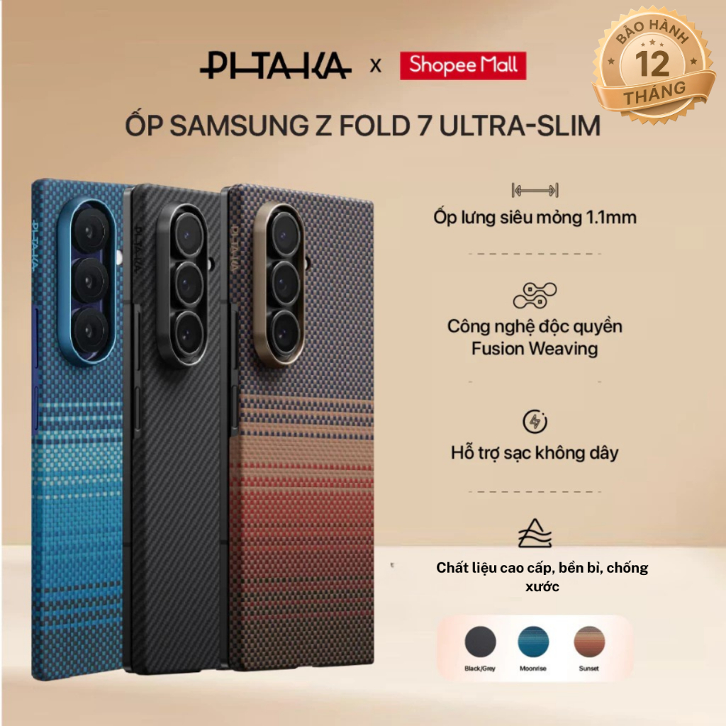 [Samsung Z Fold 7] Ốp lưng Pitaka Ultra-Slim vải dệt siêu mỏng cao cấp bảo vệ điện thoại
