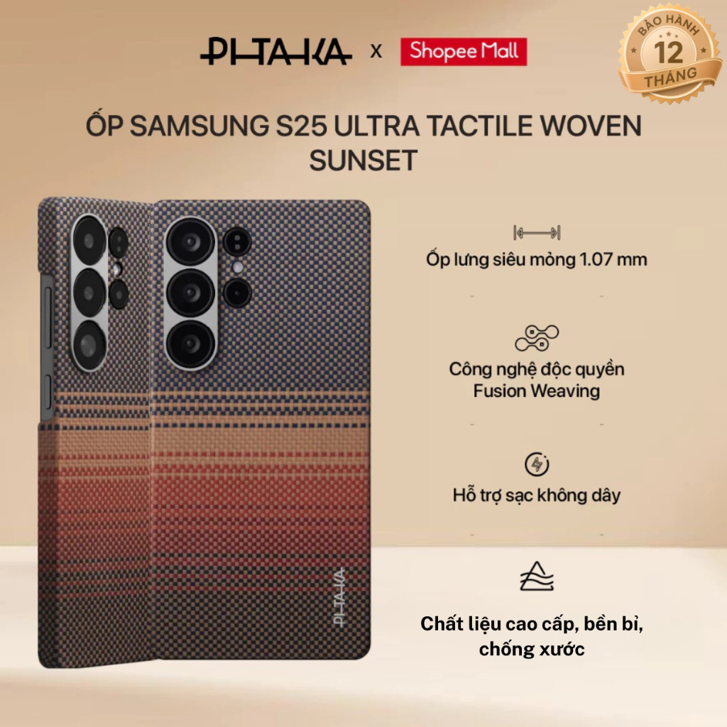 [Samsung S25 Ultra] Ốp lưng Pitaka Tactile Woven tích hợp NFC bảo vệ toàn diện thiết kế mỏng nhẹ
