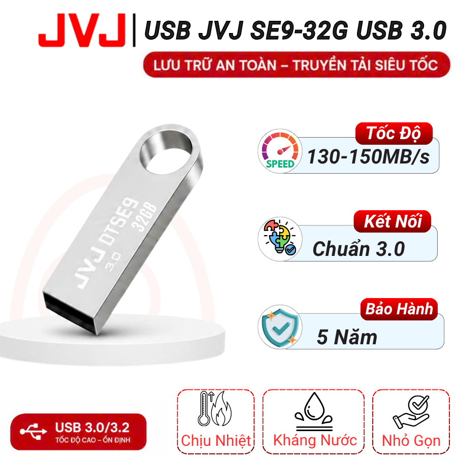 USB 3.0 USB 32GB JVJ SE9 3.0 - USB Lưu Trữ Tốc Độ Cao Sao Chép Dữ Liệu Nhanh- Bảo Hành 5 Năm
